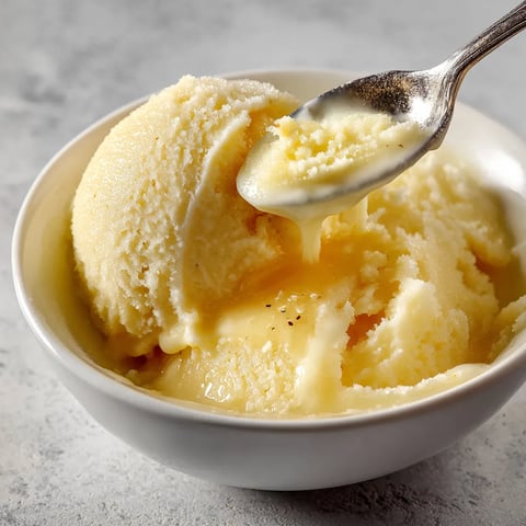 Un bol de sorbet coing-vanille sin sorbetière.