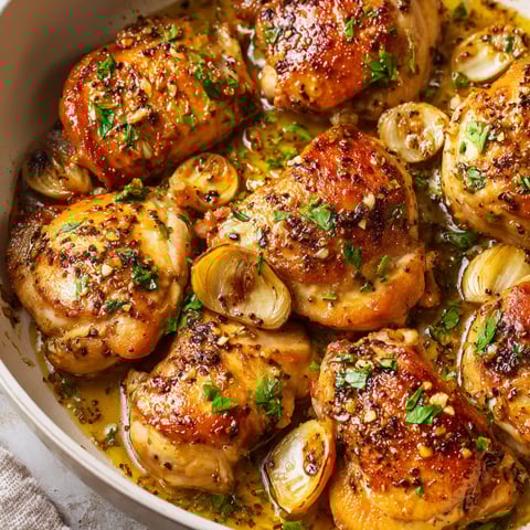 Pollo al Ajillo Exprés en Sartén.