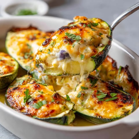 Calabacines rellenos de "tortilla española".