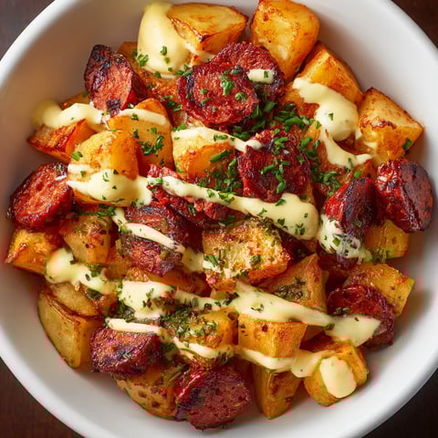 Patatas Bravas al Horno con Ibérico & Alioli de Miel.