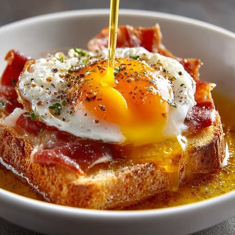 Sopa castellana rápida con huevo escalfado.
