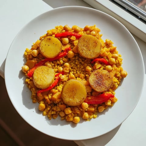 Warm and comforting Arroz al Horno de Invierno with vibrant vegetables, perfect for a winter meal.