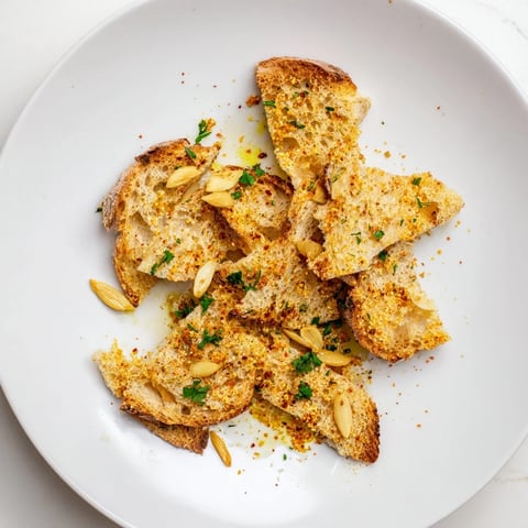 Crispy, golden Zero Waste Garlic and Breadcrumb Migas, a delicious vegetarian breakfast served warm.