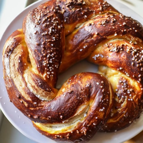 Golden-brown Bretzels Anneau de Fête rings generously sprinkled with coarse salt, perfect for sharing.
