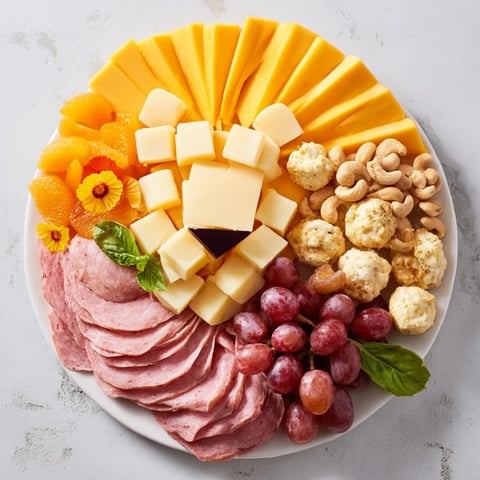 Lion King Savory Meat and Cheese Platter with vibrant fruits, perfect for a party appetizer.