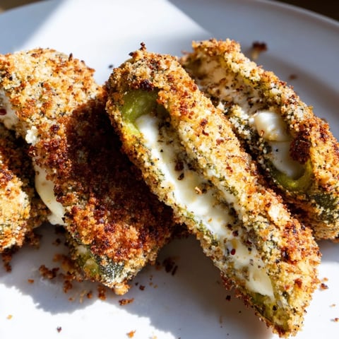 Crispy Chickle Bites, golden and crispy, showcase gooey cheese surrounding dill pickle spears, ready to serve.