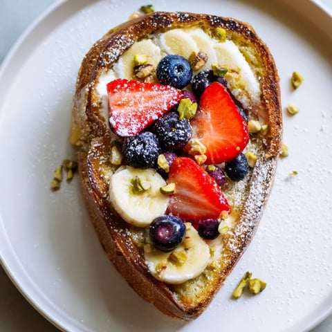 Creamy Viral Yogurt Toast topped with colorful berries, a perfect brunch treat.