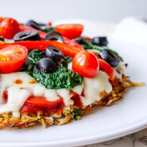 Crujiente Broccoli Chicken Crust Pizza con queso derretido y verduras frescas