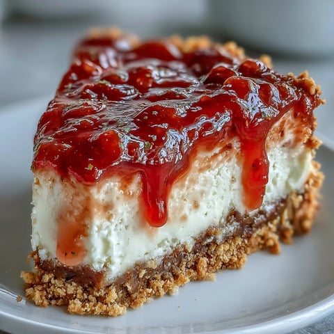 Easy Guava Swirl Cheesecake with vibrant pink swirls on a dessert plate.  