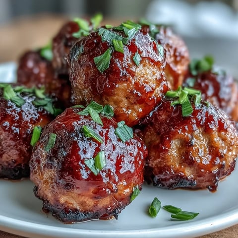Oven-baked Spicy Chili Honey Turkey Meatballs glistening with a sweet and spicy glaze