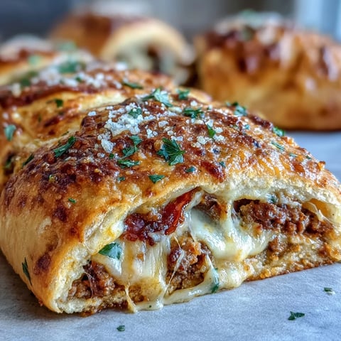 Recién horneado Baked High-Protein Pepperoni Stromboli con masa dorada y relleno de carne y pepperoni