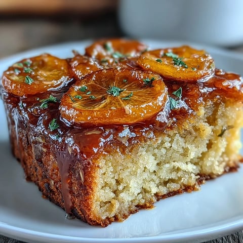 1. Delicioso pastel de almendras con naranjas confitadas, húmedo y aromático, con rodajas brillantes sobre la superficie.  