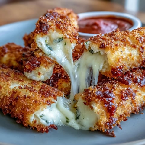 1. Crispy golden mozzarella sticks en la freidora de aire con salsa marinara casera, un aperitivo italiano-americano irresistible.