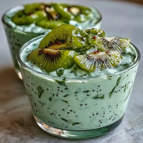 1. Vibrant kiwi and lime chia pudding cups with creamy coconut milk, fresh kiwi slices, and a tangy lime zest garnish for a healthy vegan treat.  