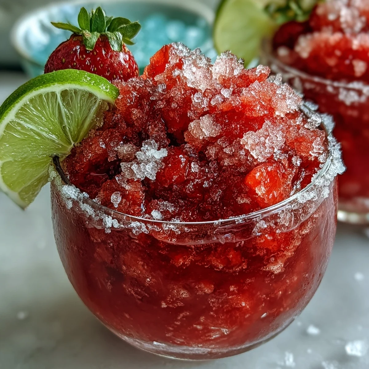 1. Refreshing light strawberry daiquiri slushies with fresh strawberries and lime, blended with ice for a frosty summer cocktail.  