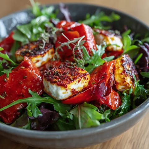 Salad de queso y pimiento rojo.