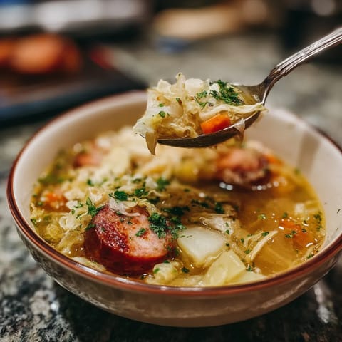 Una cacerola llena de sopa de verduras y carne.