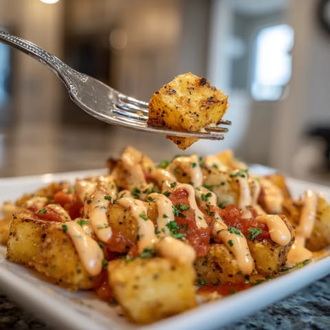 Patatas bravas con aioli de pimiento.