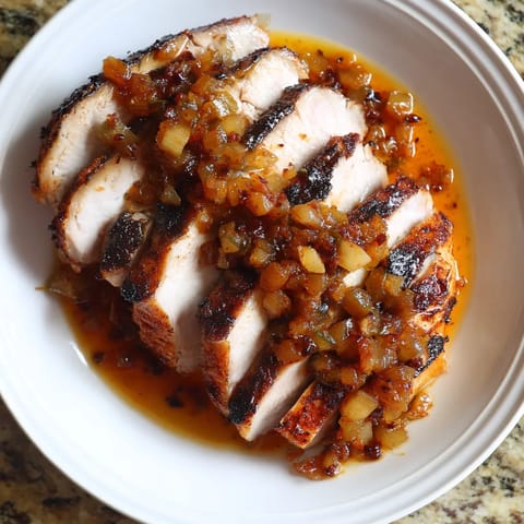 Spanish Roast Pork with Apple Chutney.