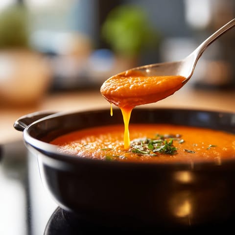 Salmorejo con un tenedor.