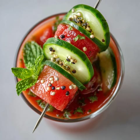 Gazpacho "Sunset" Verrines - Doble capa de tomate y watermelon, escalon de cebolla.