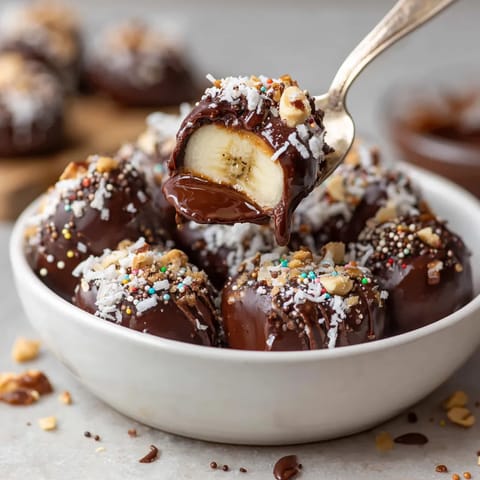 Un plato con chocolate y bananas.