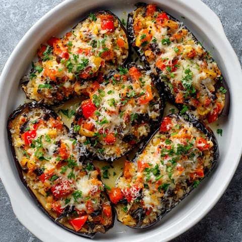 Un plato de aubergines con queso y verduras.