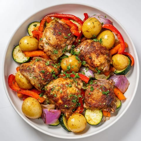 Pollo con patatas y verduras