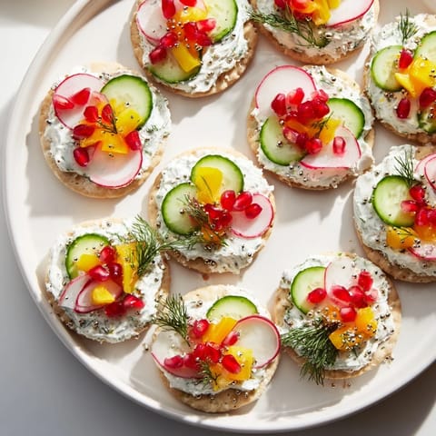 Crackers con toppings coloridos