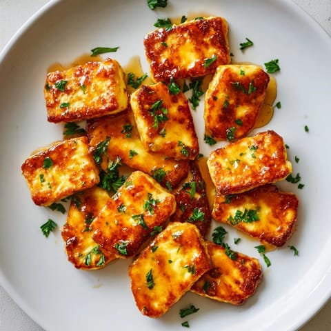 Halloumi dorado con miel picante