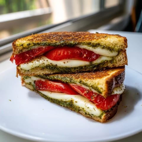Caprese pesto grilled cheese
