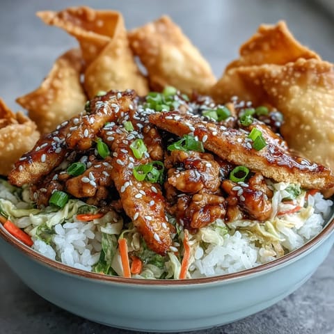 Ground chicken and crunchy cabbage stir-fry in savory sauce create a deconstructed egg roll bowl, finished with sesame seeds for garnish.
