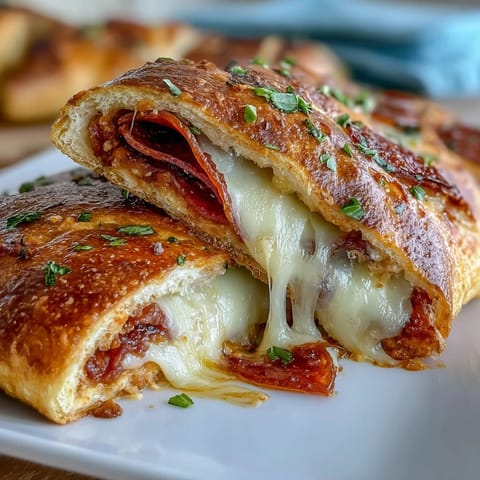 Stromboli de pepperoni alto en proteínas