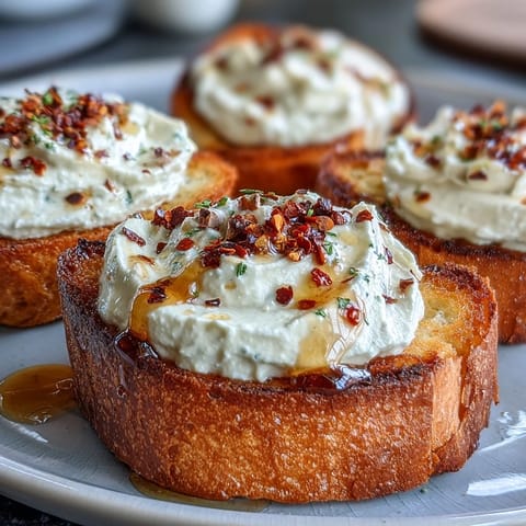 Crostini con queso feta batido