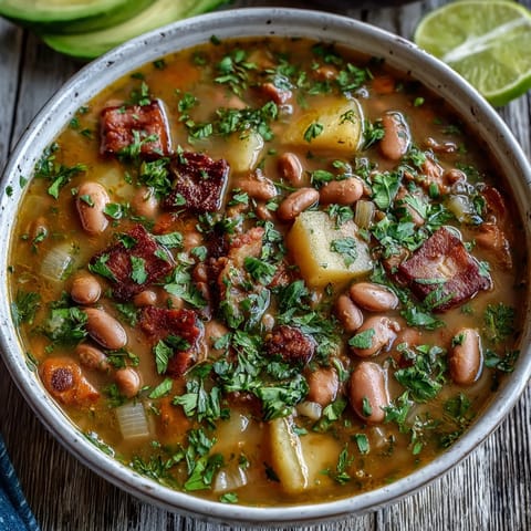 Jamón y frijoles pinto tex-mex