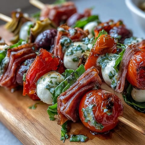Pinchos coloridos de sub italiano con salami, jamón, mortadella, mozzarella y vegetales frescos, acompañados de aioli casero para untar.  