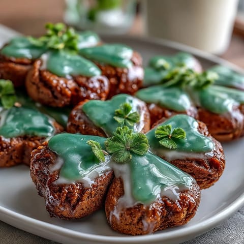 Galletas de azúcar con forma de trébol y glaseado real verde, perfectas para celebrar el Día de San Patricio.