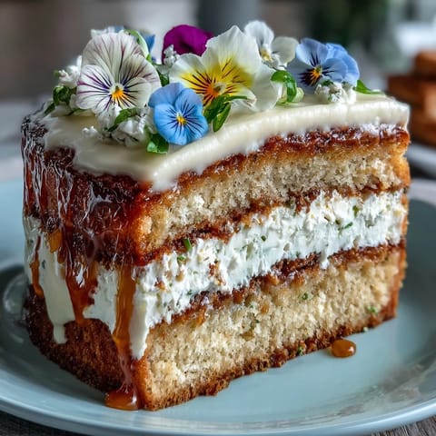 Pastel desnudo de primavera con flores comestibles y crema de limón, ideal para celebraciones primaverales.