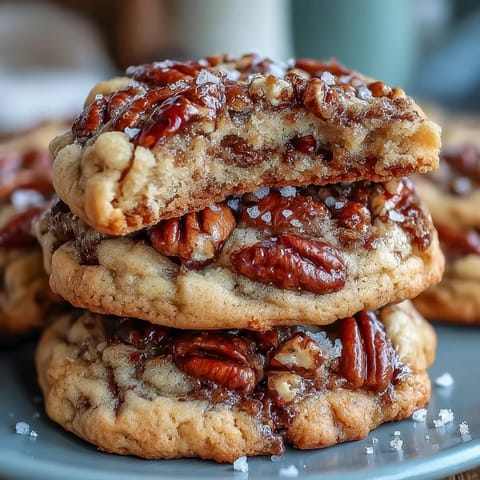 Galletas de Pecán con Mantequilla Dorada y Sal Marina: galletas doradas con nueces tostadas y un toque de sal marina, perfectas para un postre casero.