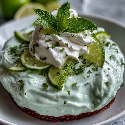 Tarta fría de lima: cremosa, ácida, con una crujiente base de galleta.