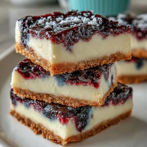 Deliciosas barras de cheesecake de limón y arándanos sin horno, perfectas para postre.