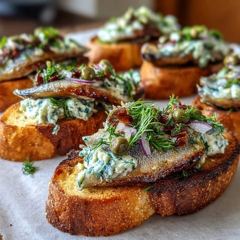 Obleas crujientes de sardina con mantequilla de limón y hierbas, doradas y deliciosas.