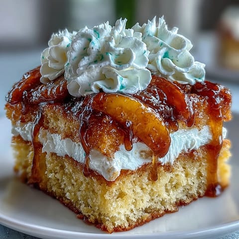 Delicioso brown butter cornbread shortcake con melocotones y crema para postre.