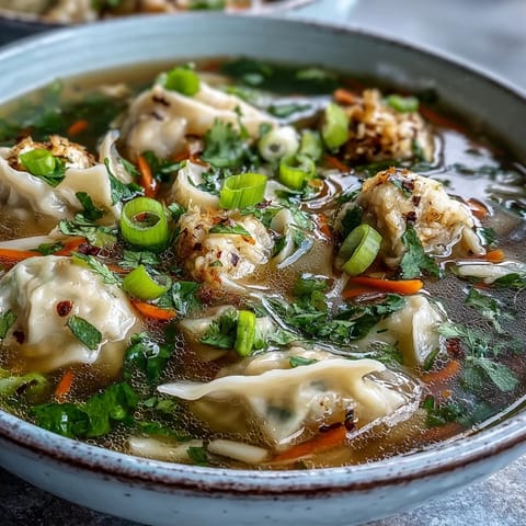 Caliente tazón de sopa de albóndigas de col, rebosante de verduras y tiernas albóndigas.