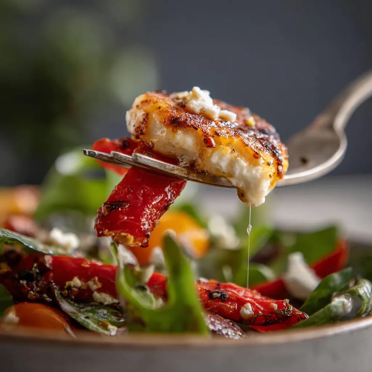 Salad de queso de cabra y pimiento rojo.