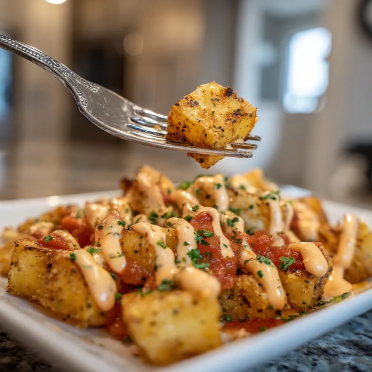 Patatas bravas con aioli de pimiento.