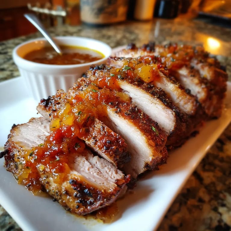 Spanish Roast Pork with Apple Chutney.