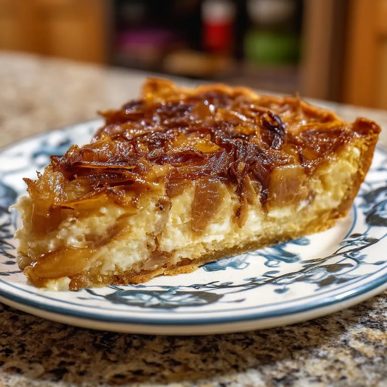 Una tarta de cebolla a la Francesa en un plato.