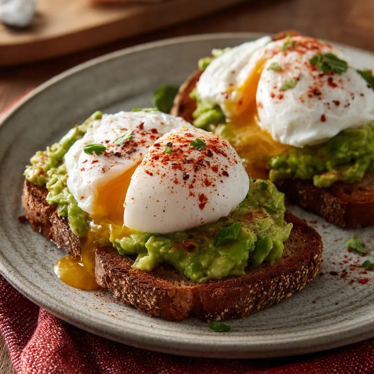 Toast con aguacate y huevo pochado.