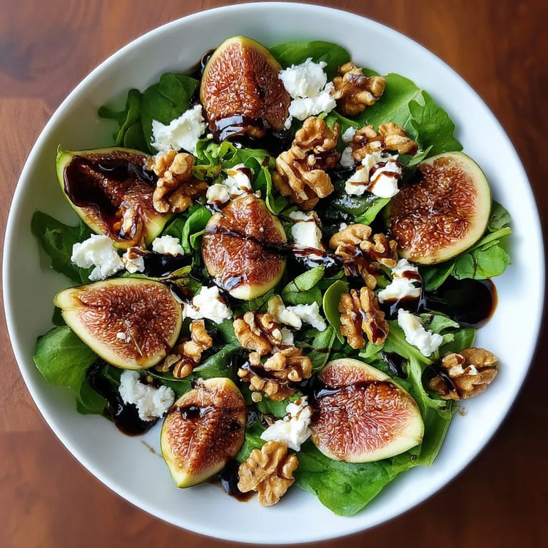 Salade de figues, chèvre frais y noix caramélisées.